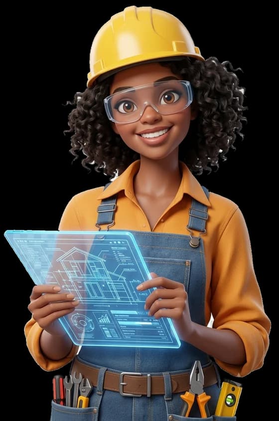 Liw, a mascote da ArqHub Academy, segurando uma prancheta digital com um plano de estudos